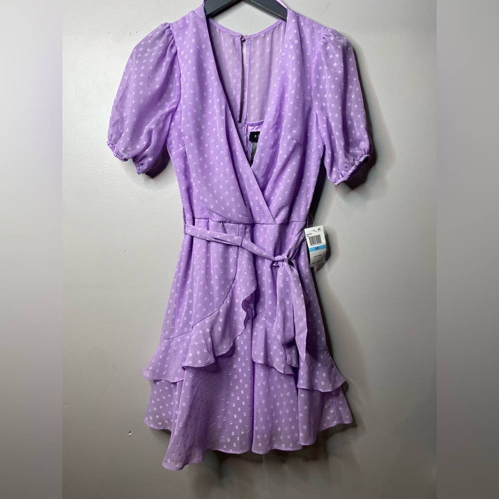 B Darlin Lilac Purple Ruffle Tiered Mini Dress